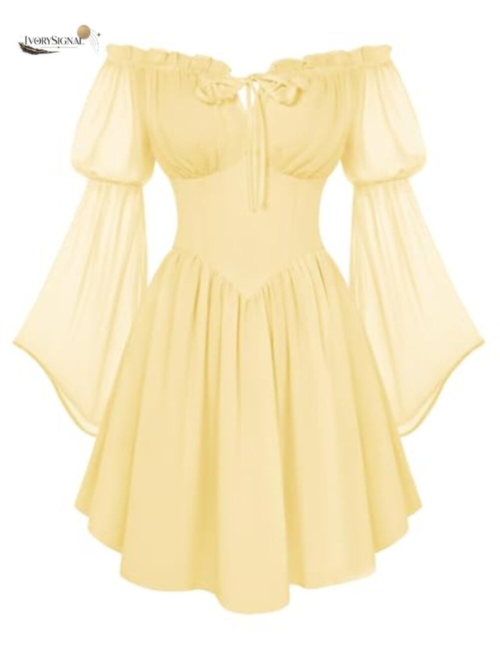 Renaissance Fairy Witchy Dress with Pockets Chiffon Off Shoulder